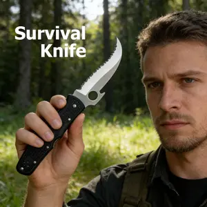 Black Tactical Folding Survival Knife Perfect Gift for Men，Tactical Knife ，Camo Tactical，Outdoor Blade