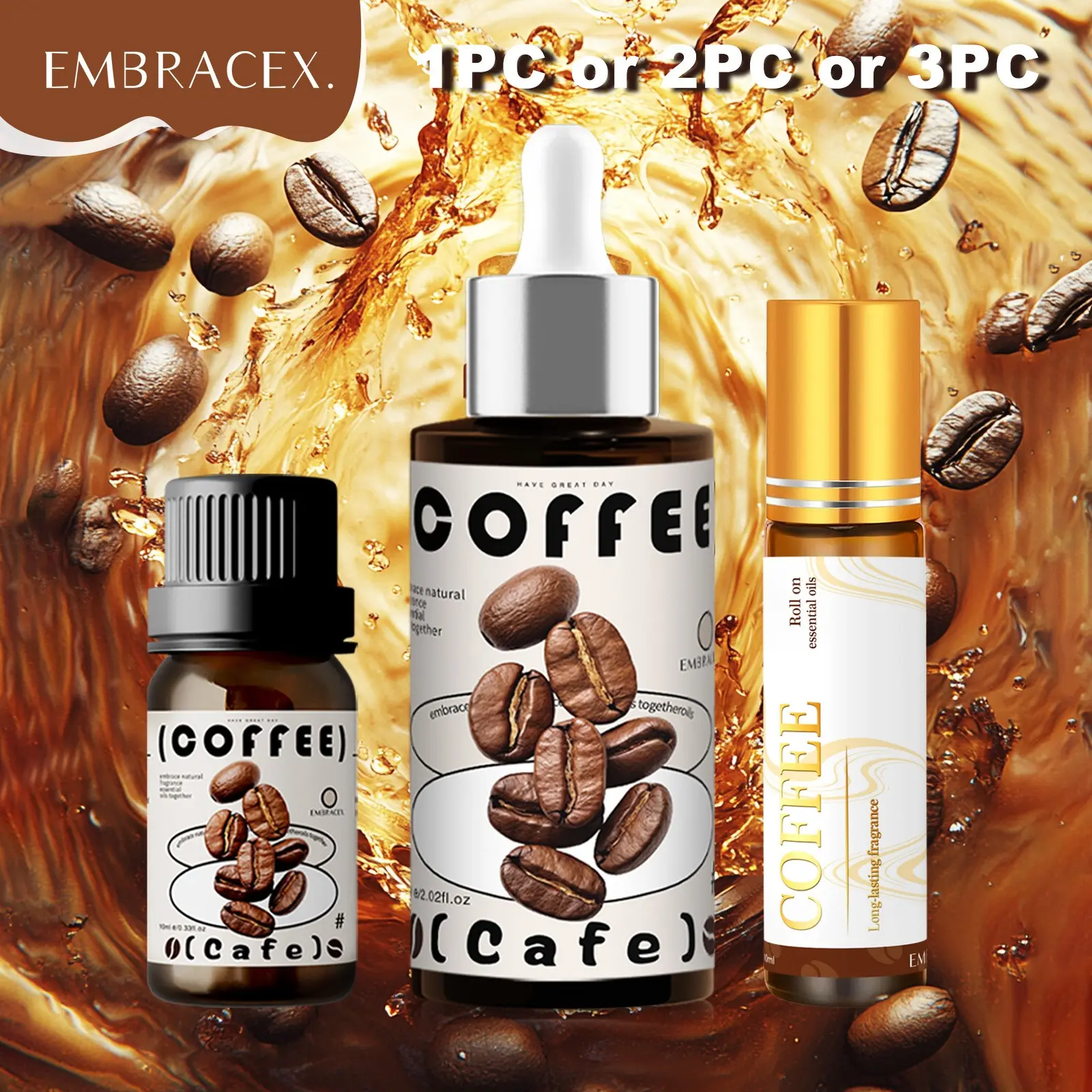 Coffee Essential Oil Set, Long-lasting Alcohol-free Fragrance for Office and Study, Ideal Gift for Family and Friends, Healthcare, Aromatherapy, Therapeutic Wellness, Treatment