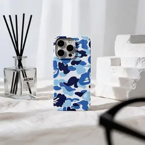 Blue Camo Ape Head iPhone Case for 17 16 15 14 13 12 11 Pro Max Plus, Cool iphone case