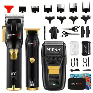 Barber-Grade 3-Piece Cordless Hair and Beard Grooming Set with USB Fast Charge, Perfect for Professional and Home Use. A Thoughtful Father‘s Day and Holiday Gift for Him