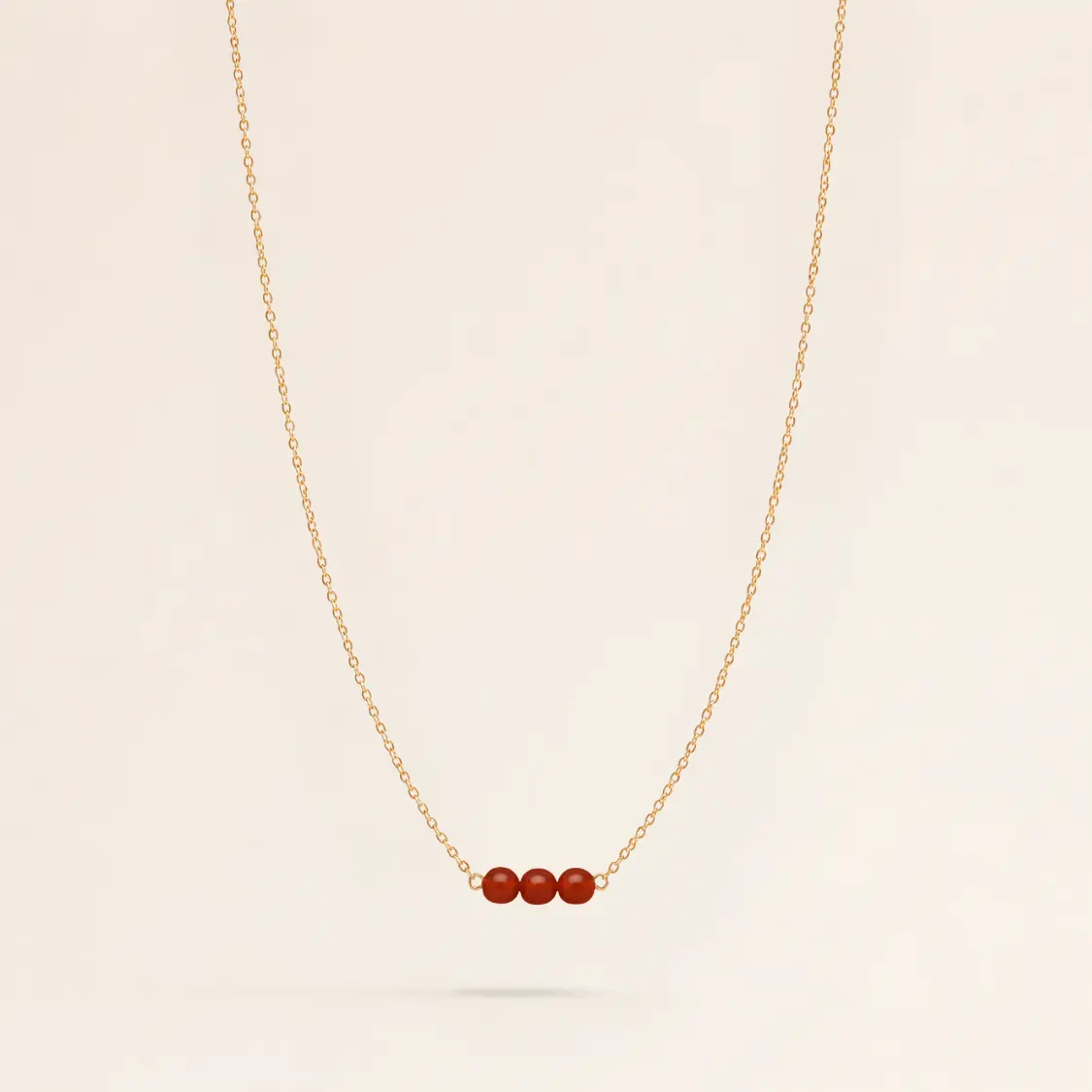 July Birthstone Three Gem Necklace with Carnelian