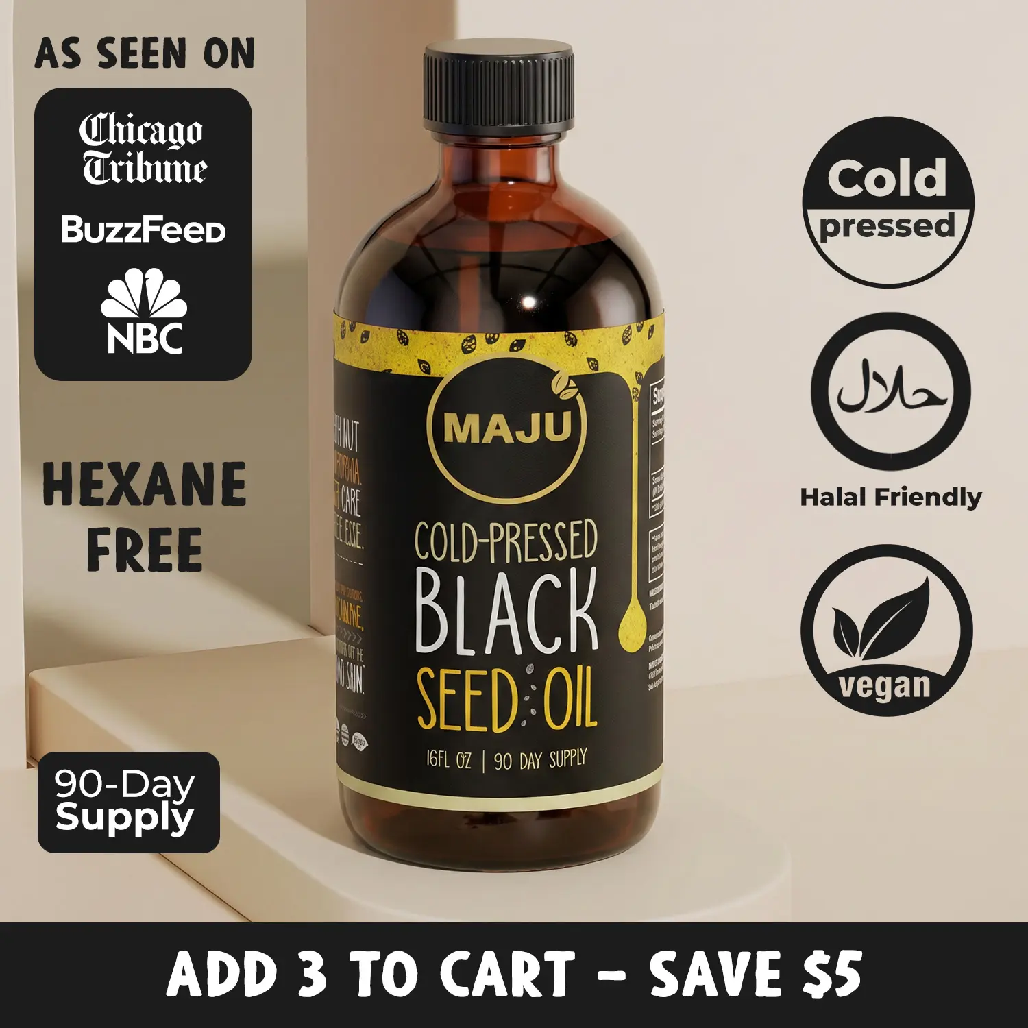 MAJU Light & Potent Black Seed Oil (16oz) - Edible Health Supplement, Organic, Cosmetic & Consumable, Light Color, Taste of Comfort Healthcare Fitness