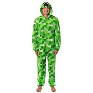 Minecraft Creeper Costume Pajama Outfit One Piece Union Suit