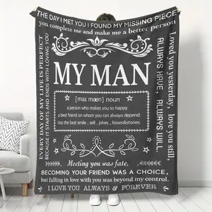 Gift Blanket for Him, Hubby Boyfriend Gift Blanket, Birthday Gift Ideas for Boyfriend, I Love You Gift for Him for Birthdays, Anniversaries, Valentine's Day, Soft & Comfortable Blankets Blanket, Cover Blanket, Fall Blanket, Flannel, Slogan Print Blanket