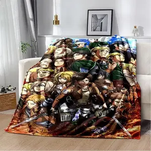 Attack On Titan Eren Yeager Survey Corps Rumbling Style Ultra-Soft Flannel Throw Blanket, Cozy Warm Bedroom Couch Sofa Room Decor Gift for Anime Fans