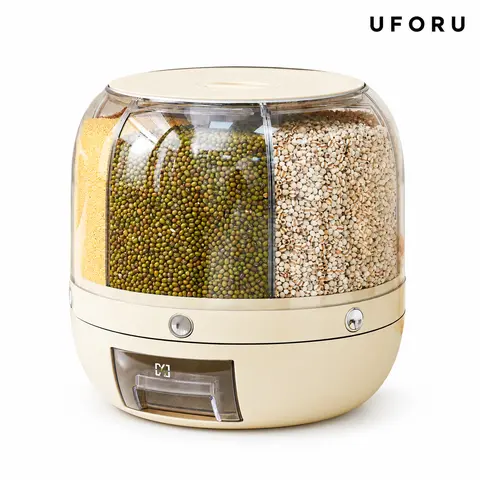 uforu Moisture-Proof Airtight Multi-Grain Zones Food Storage Container with Lid - 10kg/22lb Countertop Grain Dispenser, 10000ml Large Capacity, Dustproof, Maintains Freshness, Durable Easy-Clean Home Organizer