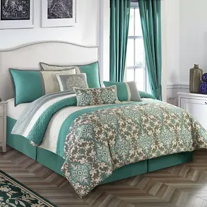 Reina 7-Piece Comforter Set, Teal, Floral