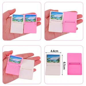 Tropical Beach Design Mini Laptop Set, 1:12 Scale Dollhouse Furniture, Party Decoration & Creative Game Accessory, 2 Pieces Combo Pack