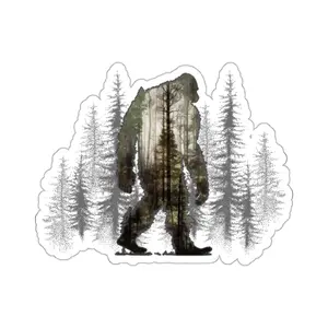 Sasquatch Forest Sticker - Bigfoot Big Foot Vinyl Laptop Cryptid Cryptozoology Outdoors Nature
