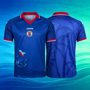 2026 Haiti National Home And Away Blue White And Red Short Sleeve Soccer Jersey Fans Version Breathable