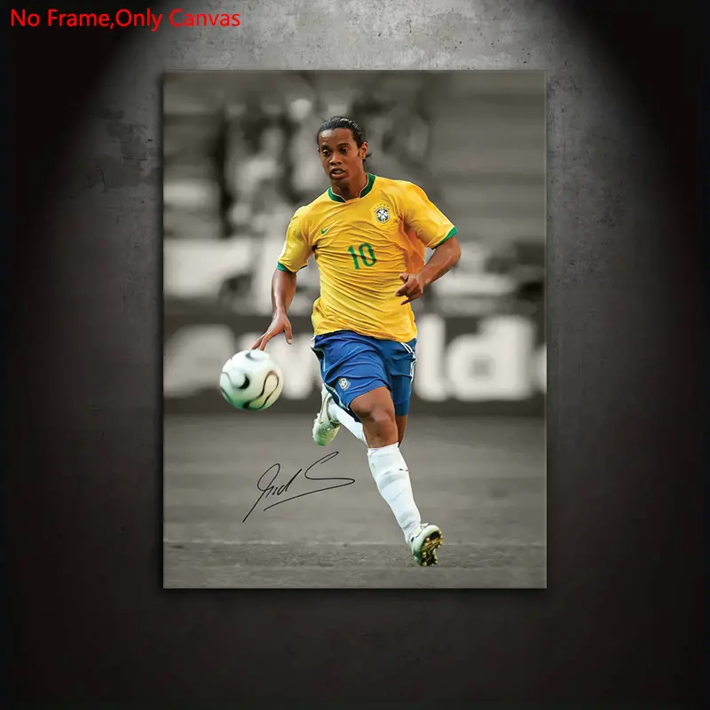 1 piece/set frameless canvas painting print poster, Artistic Photo, digital oil painting style art, Ronaldinho, a perfect gift for football culture enthusiasts, ideal for bedroom, living room, mural, Hanging wall decoration, room decoration