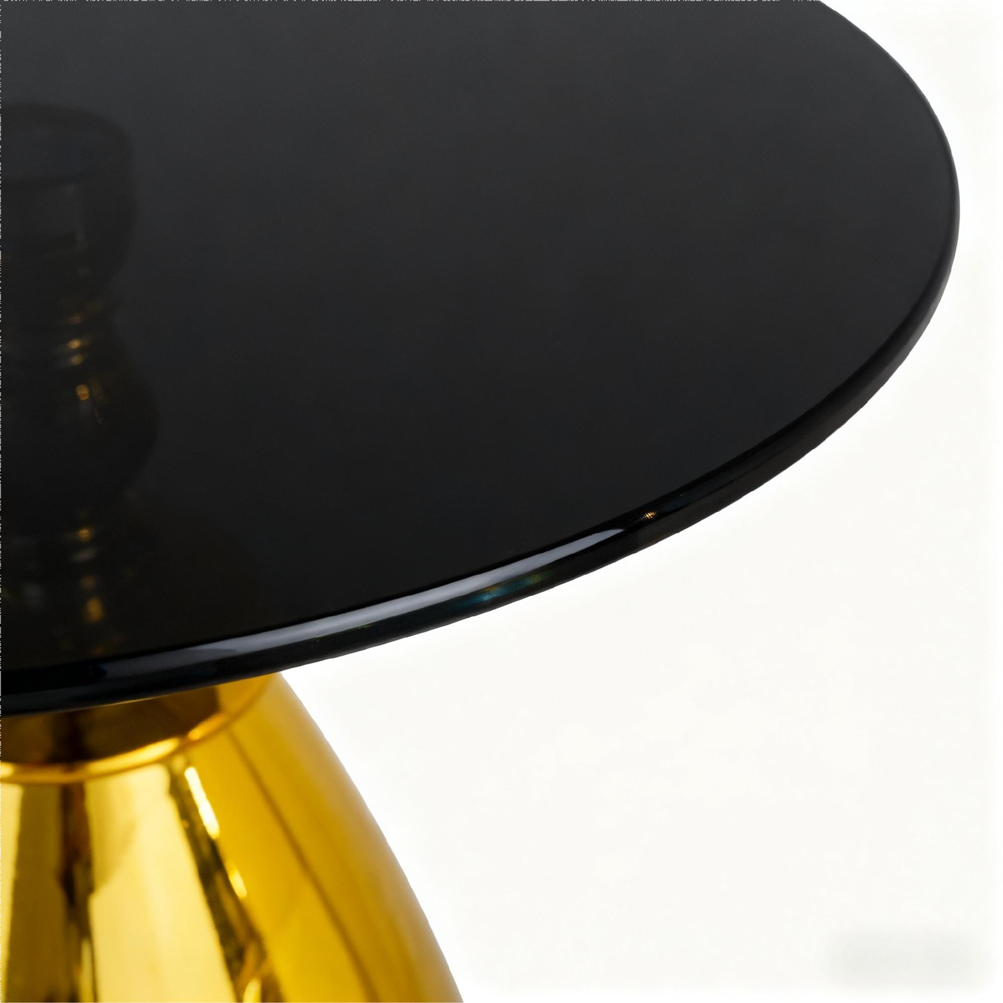 Round Side Table With Glass Top,Modern Gold End Table with Carbon Steel Base,17''Glass Table for Living Room,Small Table for Small Place,Golden Balcony Table for Tea,Circle Sofa Table Glass,for Bedroom/Couch,Living Room Table Office Apartment Home