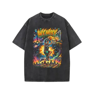 "Wemby Cosmic Dunk" Basketball Graphic T-Shirt, Retro Streetwear Casual Cotton Crew Neck Short Sleeve Unisex Top, Multi-Color Available