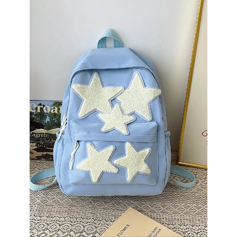 Stylish Gray. / blue Star-Patterned Backpack cute mini star backpack - TikTok Shop main image 2