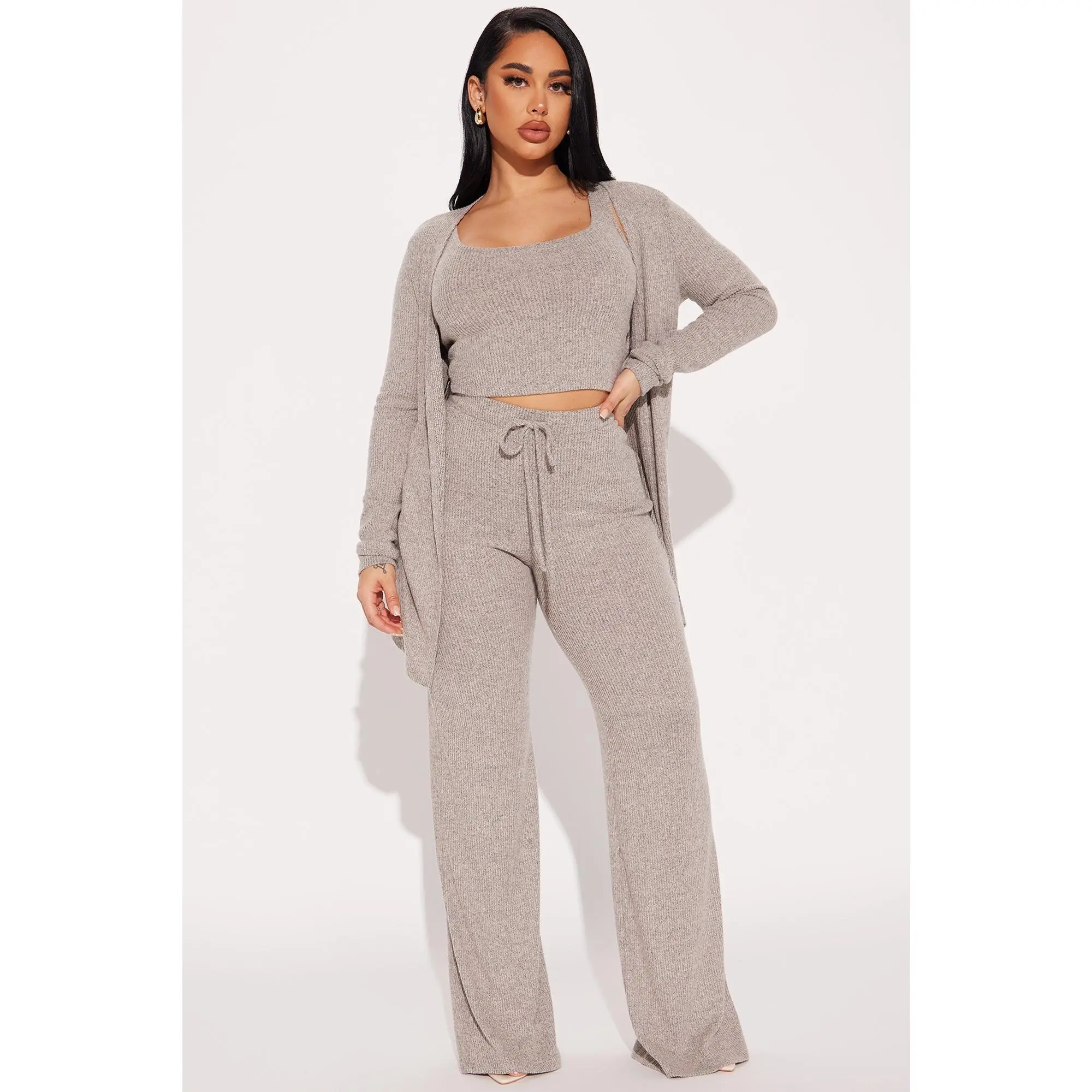 Calm N Cozy 3 Piece Pant Set - Oatmeal