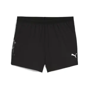 PUMA Mens Run Knit 3 Inch Split High Waisted Shorts Casual Bottoms Casual Drawstring - Black