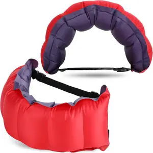 2 Pcs Inflatable Swim Belts Pool Flotation Belt Portable Adjustable Waist Floatation Belt Swimming Training Aid with Buckle Rope for Adult Beginner(Red and Blue)