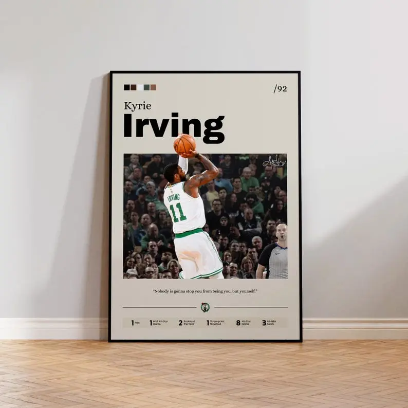 Kyrie Irving Basketball Poster, Sports Decor, Basketball Print, Kyrie Irving Artwork, Athlete Portrait, Basketball Gift