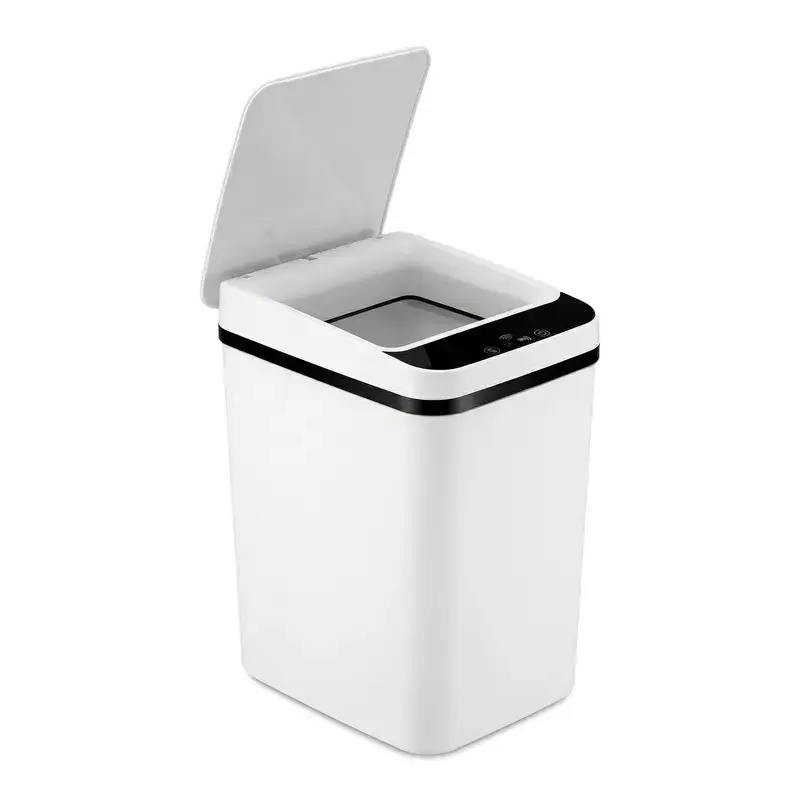 1/2pcs White Smart Sensor Touchless Bathroom Trash Can - Bathroom Accessory with 3 Sensing Modes (Hand Wave, Knee), Sealed Odor-Proof, Compact Modern Design, Eco-Friendly, Requires 2 AA Batteries (Not Included)