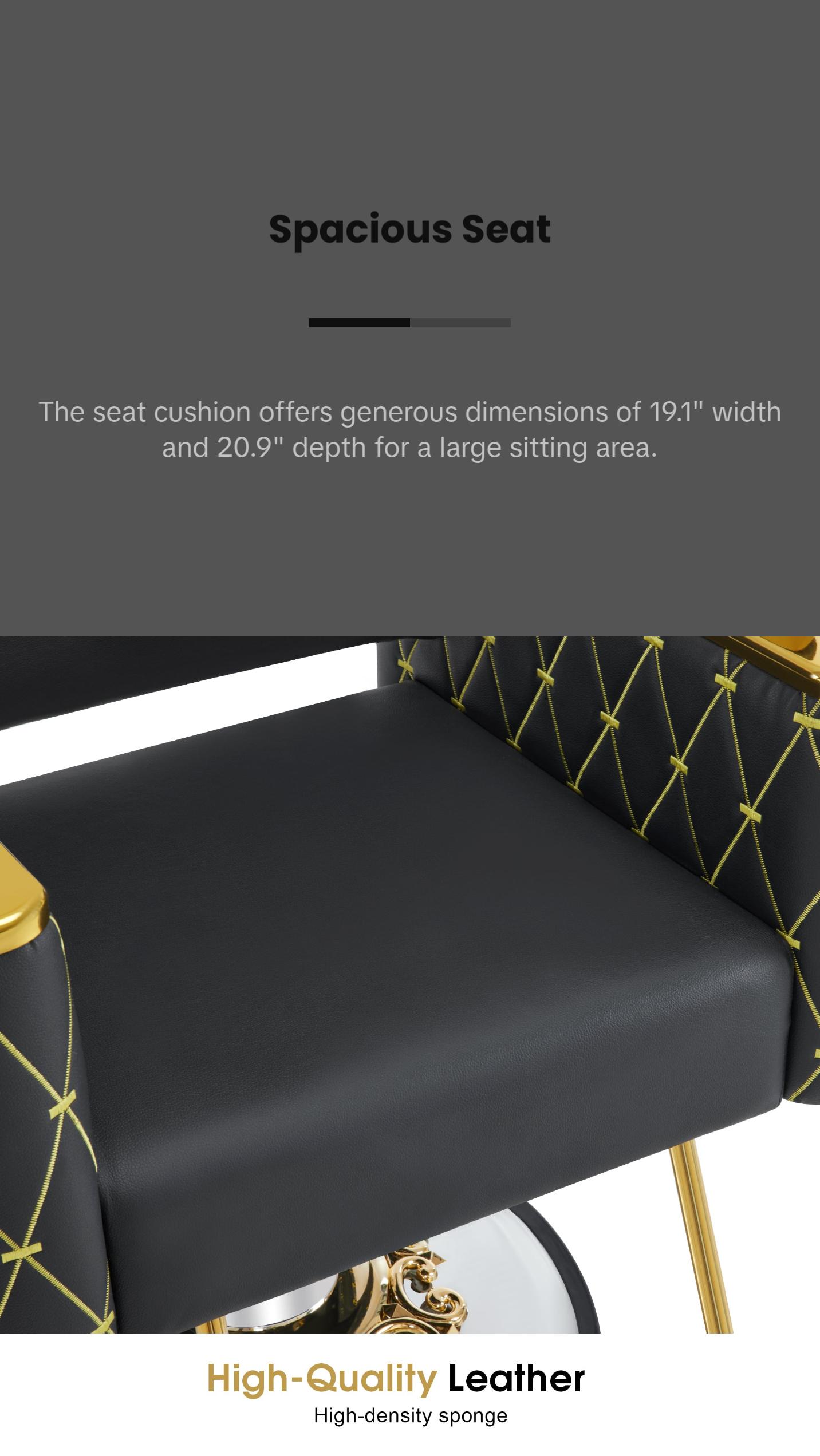 BarberPub Gold&Black Salon Chair, Hydraulic Barber Spa Styling Equipment 8633