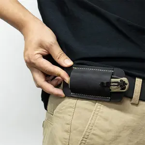 1pc Lightweight Foldable Faux Leather Knife Case, Belt Loop Knife Holder, Multifunctional Outdoor Sports Accessory, fire pit fire pit outdoor  Camping Gear Self Defense Tools