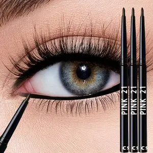 3-Pack Waterproof and Sweatproof Black Eyeliner Pencil - Long-lasting and smudge-proof, ideal for bold eye makeup, essential for beginners, and easy to apply Cosmetic