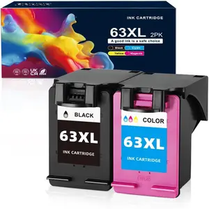 63XL Ink Cartridges Black and Color for  Ink 63 Replacement for  63XL Ink  Combo Pack Works for  OfficeJet 3830 4650 5255 5258; Envy 4520 4512; DeskJet 3630 2130 1112 Printer (2 Pack)