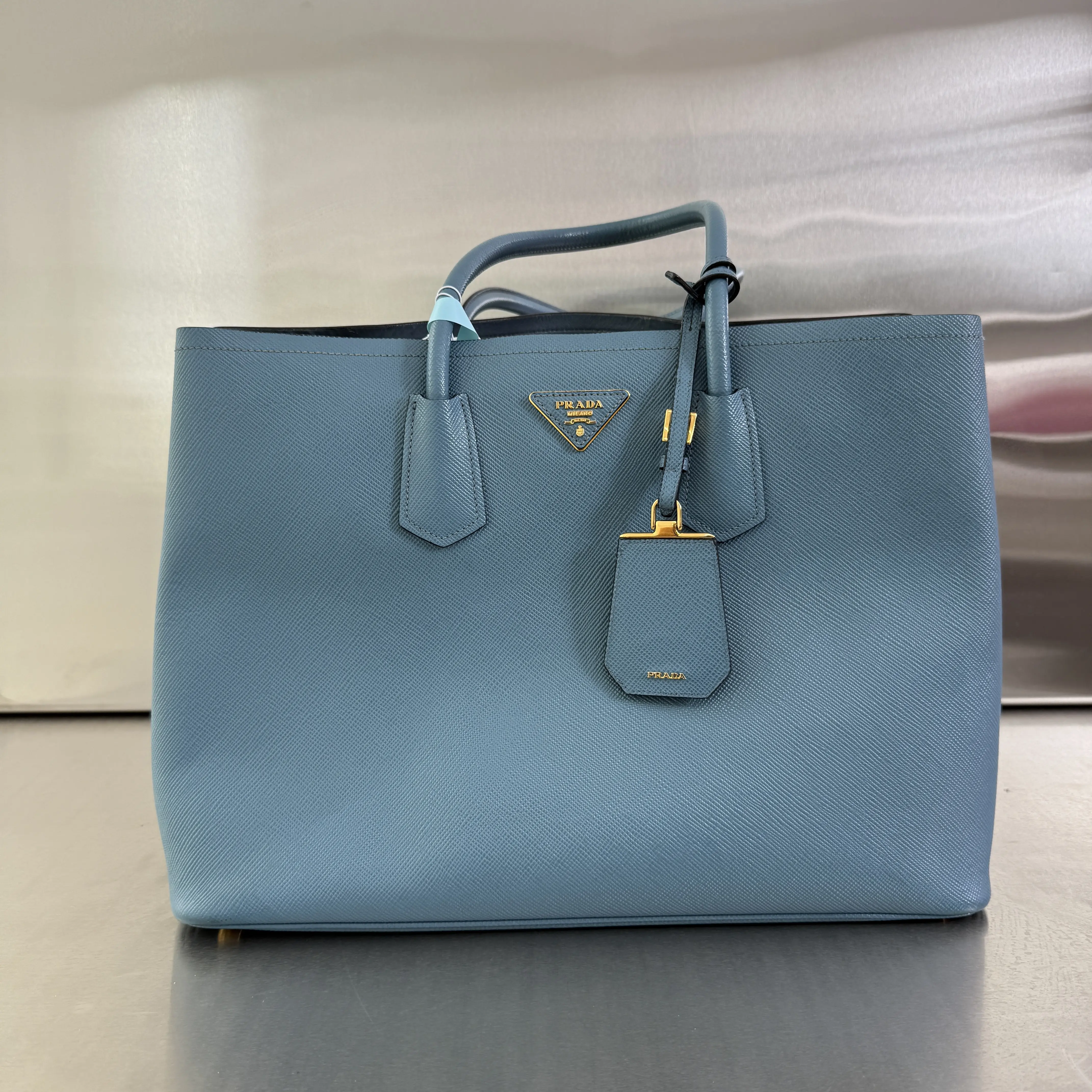 Pre-owned Calfskin Tote Bags Prada Large Saffiano Cuir Double Satchel