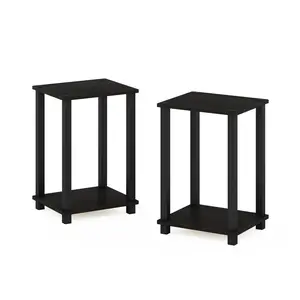 SIMPLISTIC Side Tables Set of 2 in Espresso offers 2-tier storage, open shelf, easy assembly in a versatile design for bedrooms, living rooms, and small spaces