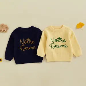 Baby Boy Girl Football Outfit Toddler Notre Dame Sweater Rugby Cable Knit Sweatshirt Knitwear Fall Pullover Top