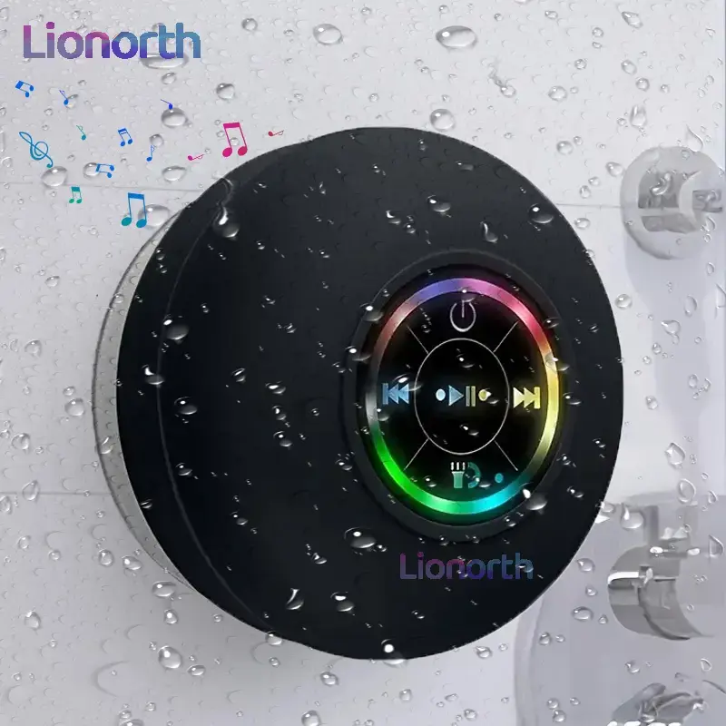 Waterproof Bluetooth-Compatible Speaker with LED Lights, Portable Wireless Mini Speaker for Bathroom, Kitchen and Outdoor Use, IPX4 Water-Resistant, Rechargeable Waterproof Speaker