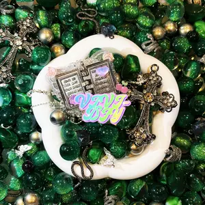 [Viper Gleam] 16mm 12mm Green Mixed Beaded Heavywork Beaded Pen Bracelet Phone Chain Pearl Pendant DIY