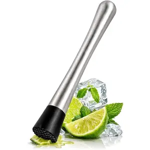 8 Inches Stainless Steel Drink Muddler for Cocktails with Textured Head Lightweight Fruit Smasher for Drinks Mojitos Avocado Herbs Spices Ice Crushing Bar Mixing Tool