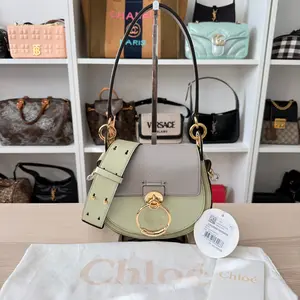 Pre-owned Chloé Leather Shoulder Bags Chloe Tess Bag Small 2 Way Green/Grey
