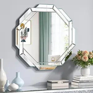 Bathroom Mirror-24”X24” Wall Mirrors Decorative, Beveled Edge Frameless Mirror for Wall, Bathroom, Vanity Room, Bedroom, Living Room and Enterway