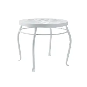Metal White Plant Stand 9 Inch Tall with Versatile Design for Indoor and Outdoor Use