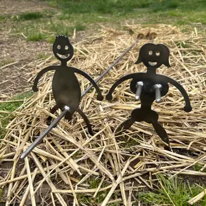 Steel Hotdog Man and Marshmallow Woman Roaster Cooker Campfire Skewer Set