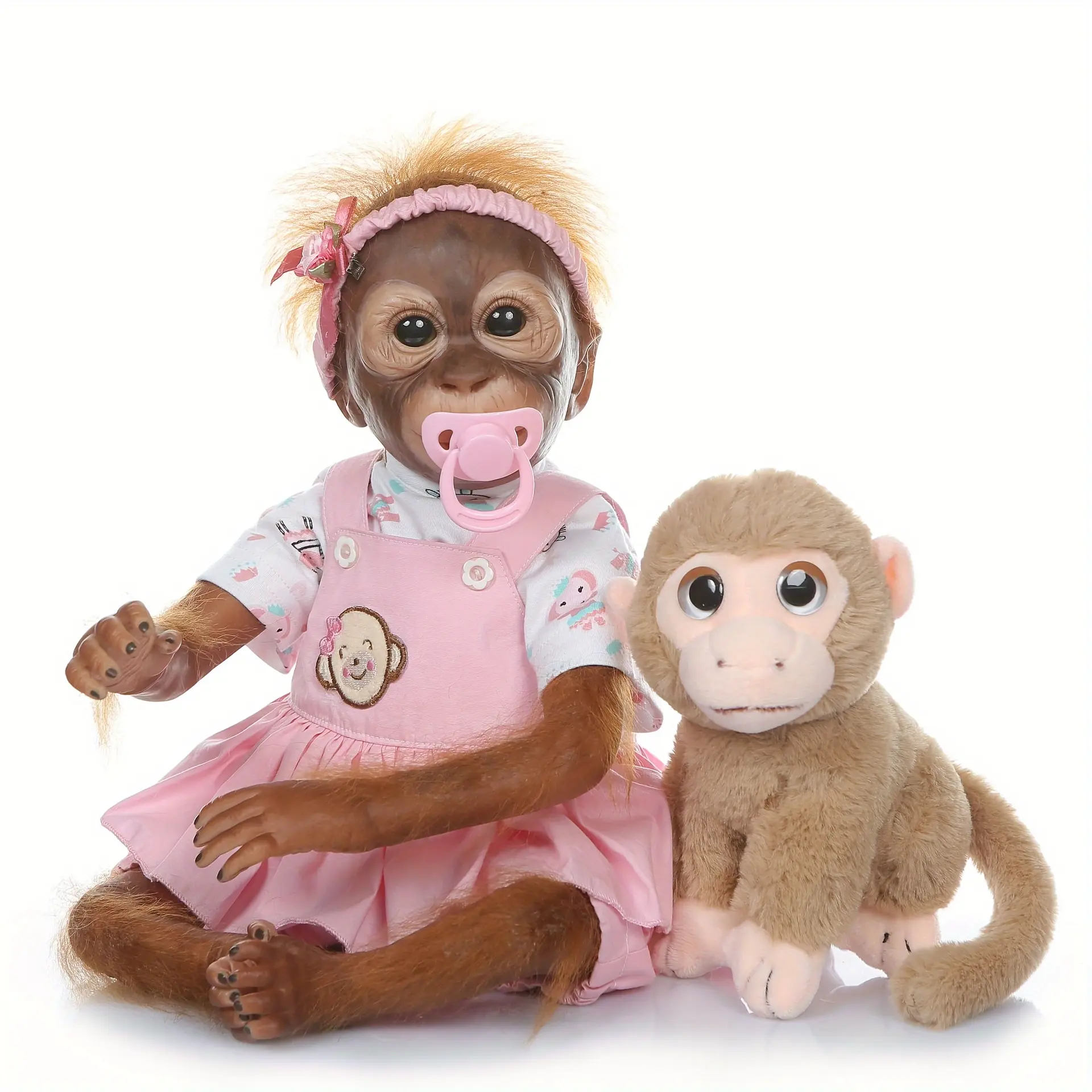 20-in Realistic Soft Plush Monkey Doll - 50cm, 1.1kg/2.4lbs Handpainted Soft Vinyl Cuddle Toy, Kids' Companion, Halloween Holiday Gift