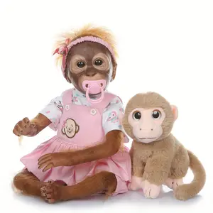 20-Inch Soft Plush Monkey Doll - The Perfect Cuddly Companion For Kids, Halloween/Thanksgiving Day/Christmas Gift (Little Monkey Plush Included)