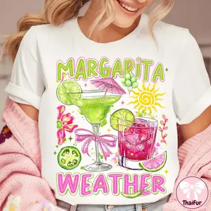 Comfort Colors Margarita Weather Shirt Cute Cocktail Graphic Tee Girls Trip Summer Vacation Drinking Aesthetic Oversized Trendy Shirt