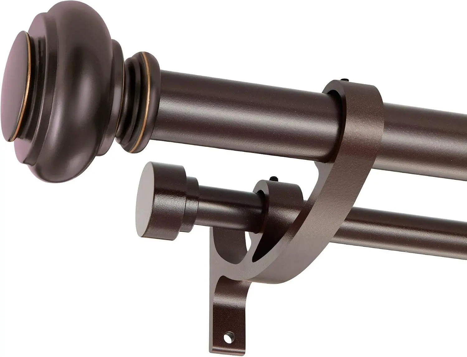 Double Curtain Rods 36 to 72 Inches with Solid Aluminum Alloy Brackets, 1 Inch Adjustable Drapery Rod, Heavy Duty Dual Curtain Rod for Window, Sliding Door, Bedroom Decoration, Matte Brown