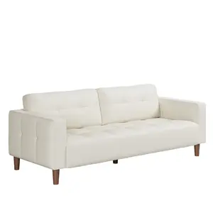 Garvee 83" Wide 3-Seater Faux Leather Sofa Couch with Spring Cushion, Deep Seats, 2 Removable Back Cushions, Waterproof, Wide Armrests, Sturdy Support Feet, Ideal for Living Room, Bedroom, Office, Available in Multiple Colors