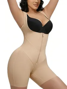 1 Count Colombianas Moldeadoras Shapewear Bodysuits, Butt Lifting And Tummy Control High Waisted Romper, Faja, High Compressing Body Shaper, Zipper & Hooks Closure Tight-Fitting Jumpsuit, Suitable For Training & Sports