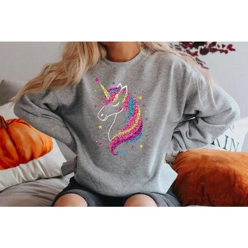 [Sale off up to 50%] Glitter Unicorn Sweatshirt, Unicorn Birthday Sweatshirt, Unicorn Girl Shirt, Girls Birthday Gift, Birthday Sweater Girl, Cute Unicorn Hoodie