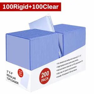 200 Pack Card Sleeves Hard Plastic, 3"X4" Pokémon Cards Protectors Plastic, Premium Card Holder for Trading Cards Sports Baseball Football Game  (100 Rigid + 100 Clear)