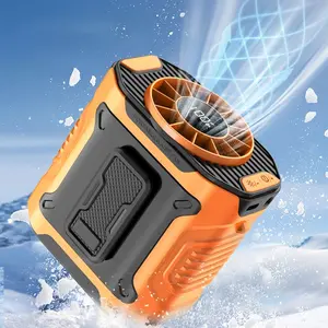 1 outdoor waist fan, belt fan, portable clip-on fan, Cooling camping fan, Rechargeable Fan with 4000mAh battery, 9 hours working time, LED SOS light, strong airflow, suitable for construction sites, agriculture, fishing, camping