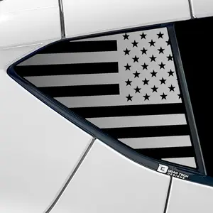 American Flag Quarter Window Decal for Chevy Corvette C8 2020-2026 – Precut Matte Black Vinyl