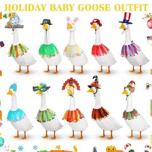 Porch Goose Outfit Set Creative Holiday Clothes with Hat for Outdoor Garden Yard Plastic Goose