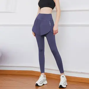 Quick-Dry Yoga Leggings for Women High Waist Moisture-Wicking Two-In-One Design Lift Buttocks Running Exercise Fitness Stylish Layered Look