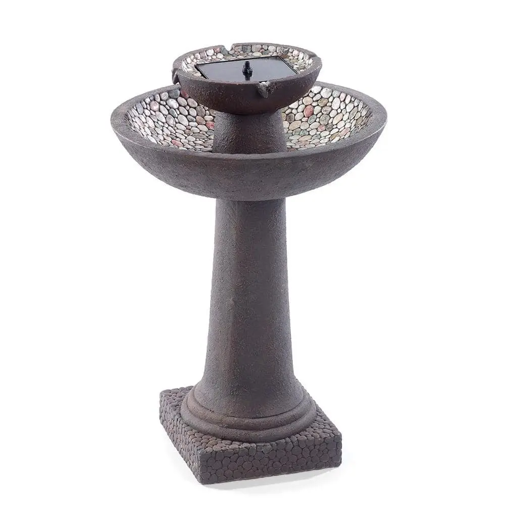 Smart Solar 34208024 Riverstone 2-Tier IntelliSolar Fountain with Remote - Forest Brown
